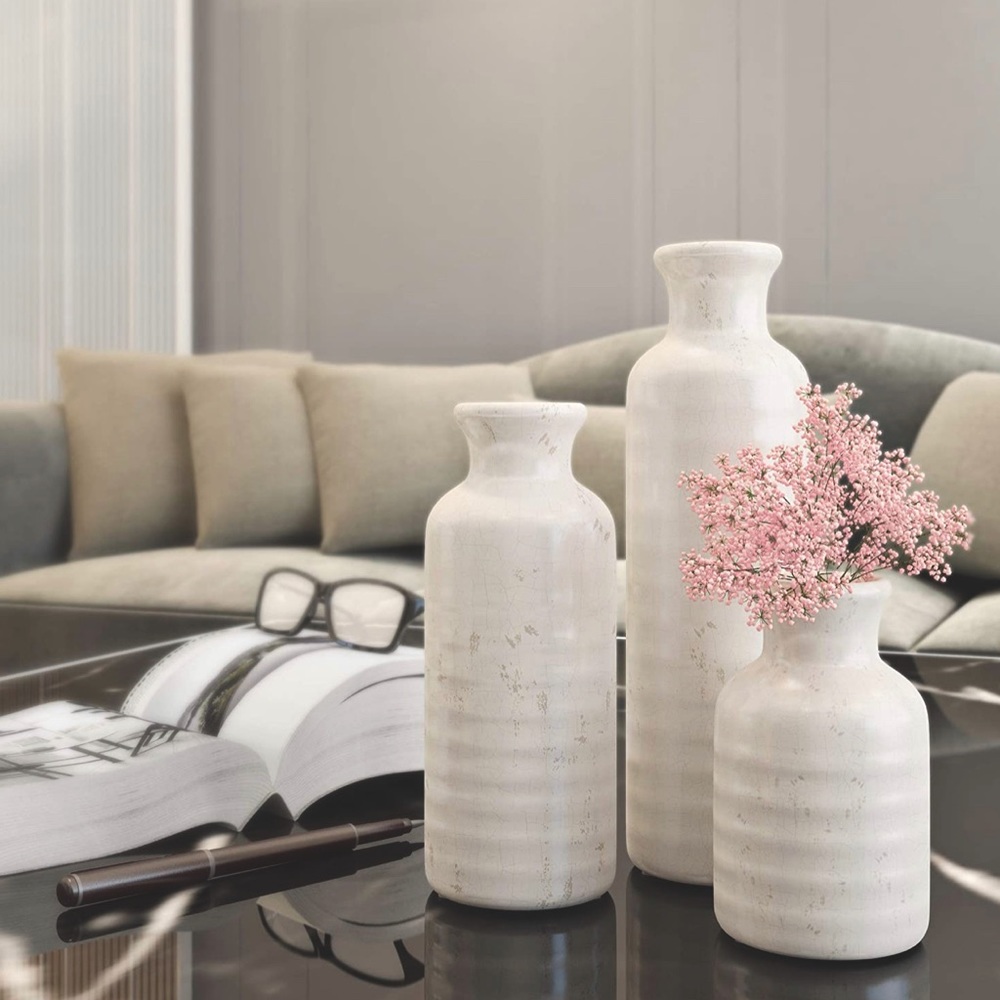 Distressed White Vases